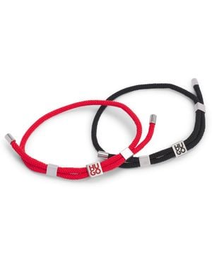 HUGO Zweierpack Kordel-Armbänder Mit Logo-Schmuckteilen - Rot