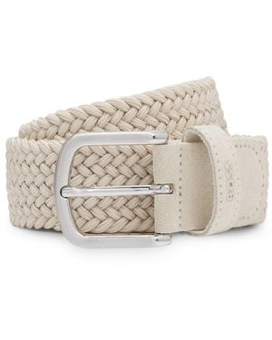 BOSS Geweven Riem Met Leren Details - Wit