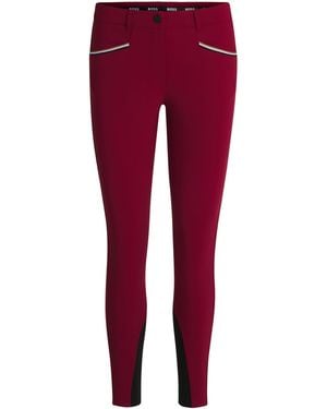 BOSS Equestrian Slim-Fit Breeches With Full Grip - Red