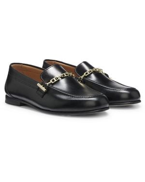 BOSS Loafer Aus Leder Mit Ketten- Und Logo-Detail - Schwarz