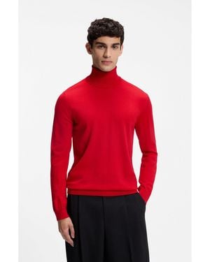 HUGO Merino-Wool Rollneck Jumper With Embroidered Logo