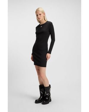 HUGO Stretch-Jersey Dress With Stacked Logo - Black