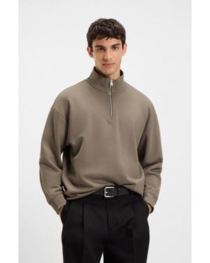HUGO Zip-Neck Sweatshirt - Brown