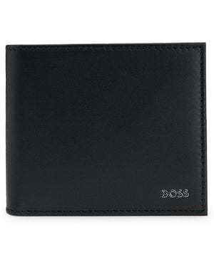 BOSS Leather Wallet With Logo Lettering - Black
