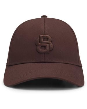 BOSS Cap Aus Baumwoll-Twill Mit Aufgesticktem Double-B-Monogramm - Braun