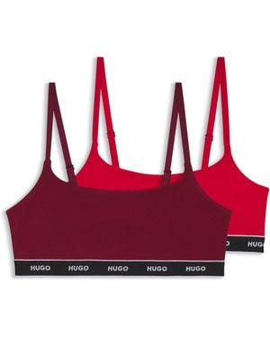 HUGO Paquete De Dos Bralettes De Algodón Elástico Con Elástico Con Logotipo - Rojo