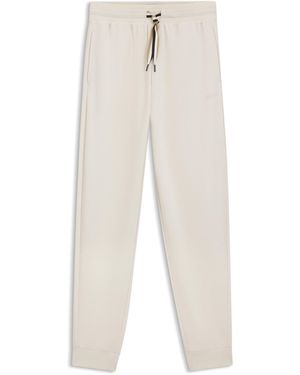 BOSS Cuffed Tracksuit Bottoms With Signature-Stripe Drawcord - White