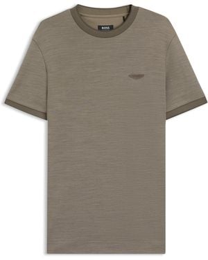 BOSS X Aston Martin T-Shirt Aus Wolle-Baumwoll-Jacquard - Grau
