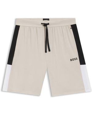 BOSS Shorts De Pijama De Algodón Con Diseño De Bloques De Color - Neutro