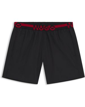 HUGO Zwemshort Met Tailleband Met Tweedelig Logo - Zwart