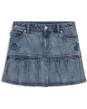 HUGO Halfgeplooide Minirok Van Stevig Denim - Blauw