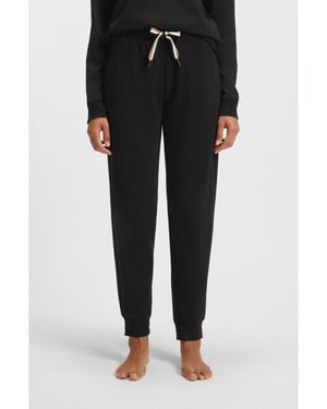 BOSS Cuffed Tracksuit Bottoms With Signature-Stripe Drawcord - Black