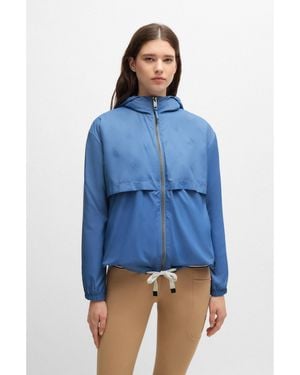 BOSS Equestrian Waterproof Rain Jacket With Double B Monogram Motif - Blue