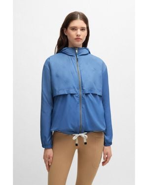 BOSS Equestrian Waterproof Rain Jacket With Double B Monogram Motif - Blue
