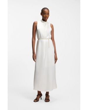 HUGO Satin Maxi Dress With Removable Chain Belt - White