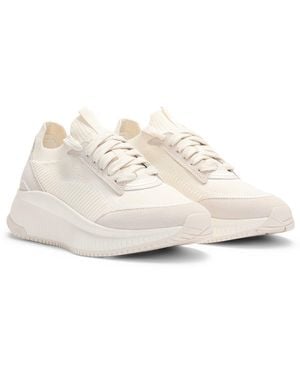BOSS Ttnm Evo Trainers With Knitted Uppers And Suede Trims - Natural
