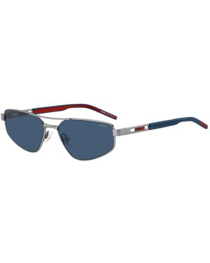 HUGO Double-Bridge Sunglasses With Cut-Out Logo - Blue