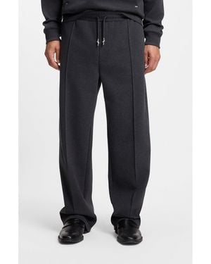 HUGO Relaxed-Fit Tracksuit Bottoms With Pintuck Pleats - Black