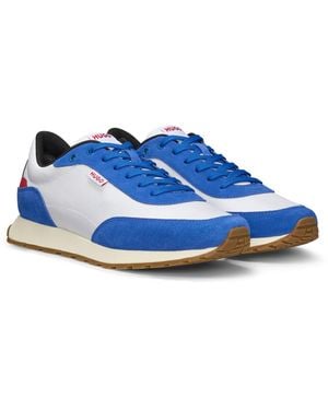 HUGO Sneakers Im Retro-Look Mit Details Aus Veloursleder - Blau