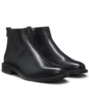 HUGO Botas De Piel Con Detalle De Logo - Negro