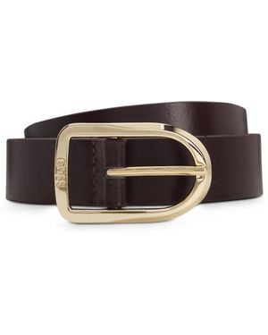 BOSS Leather Belt With-Tone Logo-Engraved Buckle - Brown