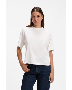 HUGO Cotton-Jersey T-Shirt With Oversized Logo Embroidery - White