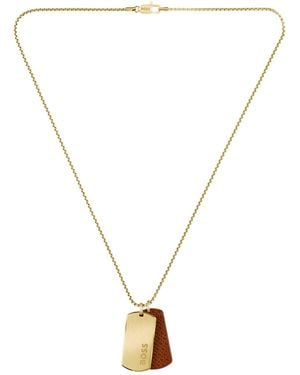 BOSS Tone Necklace With Double-Tag Pendant - Metallic