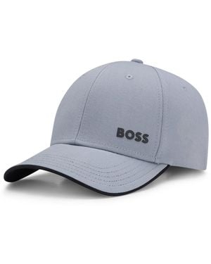 BOSS Cotton-Twill Cap With Logo Print - Grey