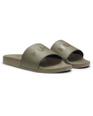 HUGO Italian-Made Slides With Tonal Logo - Green