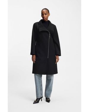HUGO Regular-Fit Coat With Asymmetric Zip - Black