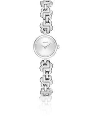 BOSS Double B Dressy Uhr Aus Edelstahl Mit Monogramm-Armband - Weiß