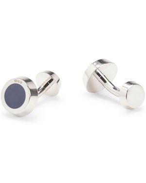 BOSS Round Cufflinks With-Enamel Insert - White