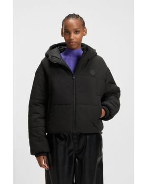 HUGO Relaxed-Fit Water-Repellent Padded Jacket With Bubble Shape - Black
