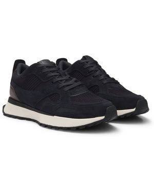 BOSS Sneakers Mit Strick-Details Und Polierten Lederbesätzen - Schwarz