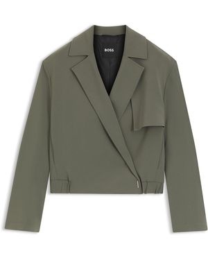 BOSS Relaxed-Fit Blazer Aus Japanischem Krepp - Grün