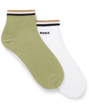 BOSS Calze Corte Con Righe Tipiche Del Marchio Sul Bordo - Verde