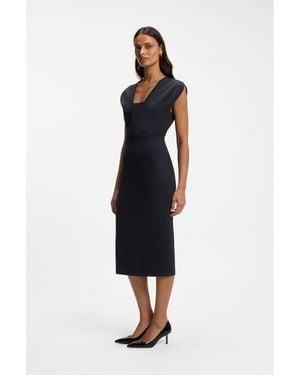 BOSS Bodycon Dress With Grosgrain Trims - Blue