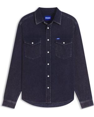 HUGO Oversized-Fit Overhemd Van Katoenen Corduroy - Blauw