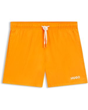 HUGO Badeshorts Mit Durchgehendem Innenfutter Und Kontrast-Logo - Orange