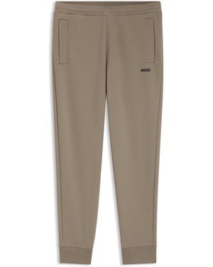 BOSS Cotton-Blend Tracksuit Bottoms With Embroidered Logo - Grey