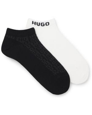 HUGO Two-Pack Of Ankle-Length Socks With Logo Intarsia - Black