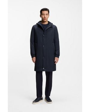 BOSS Water-Repellent Hooded Coat With Padding - Blue