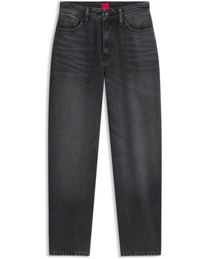 HUGO Barrel-Fit Jeans Aus Schwarzem Denim Mit Strass-Details - Grau