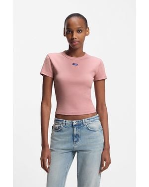 HUGO Slim-Fit Cropped T-Shirt - Red