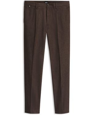BOSS Modern-Fit Broek Van Gemêleerd Stretchmateriaal - Bruin
