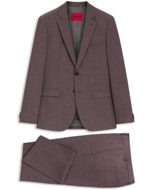 HUGO Extra Slim-Fit Popeline-Anzug Aus Woll-Mix - Braun