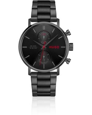 HUGO #Takeoff-Plated Watch With Dial - Black