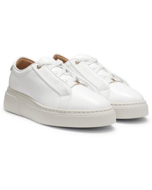 BOSS Leather Trainers With Inner Wedge - White
