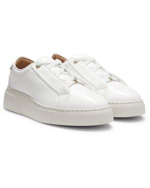 BOSS Leather Trainers With Inner Wedge - White