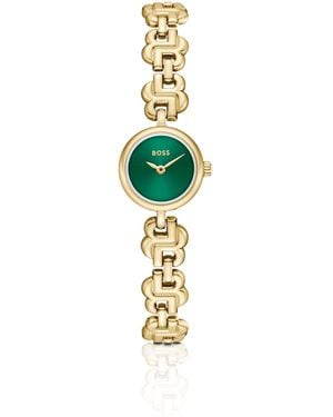 BOSS Double B Dressy Uhr Mit Grünem Zifferblatt Und Monogramm-Armband - Mettallic